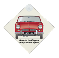 Triumph Spitfire 4 (MkI) 1962-64 (wire wheels) Car Window Hanging Sign